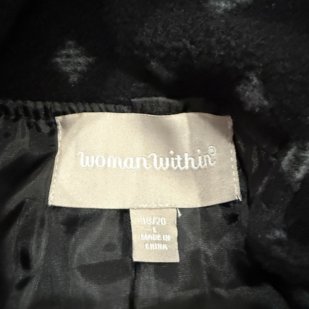 Woman Within Coat Women's L 18/20 Black Diamond Fleece Swing Funnel Neck - Picture 2 of 4